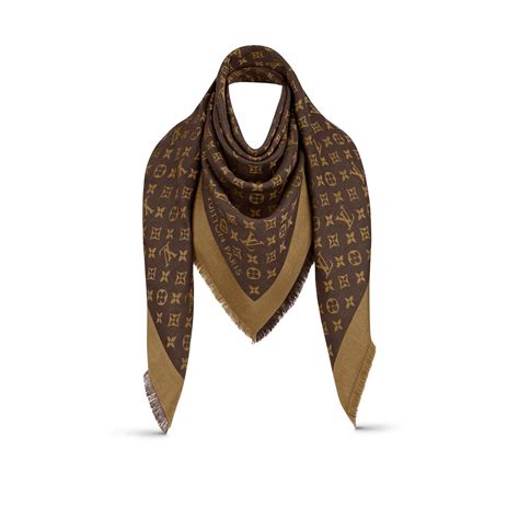 louis vuitton monogram denim shawl light blue silk|Louis Vuitton brown monogram scarf.